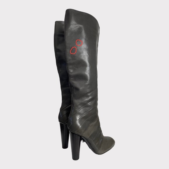 Elie Tahari Gray Wrap Edgy Heels Round Toe Boots Tall Women's Size 6.5 - Picture 12 of 16